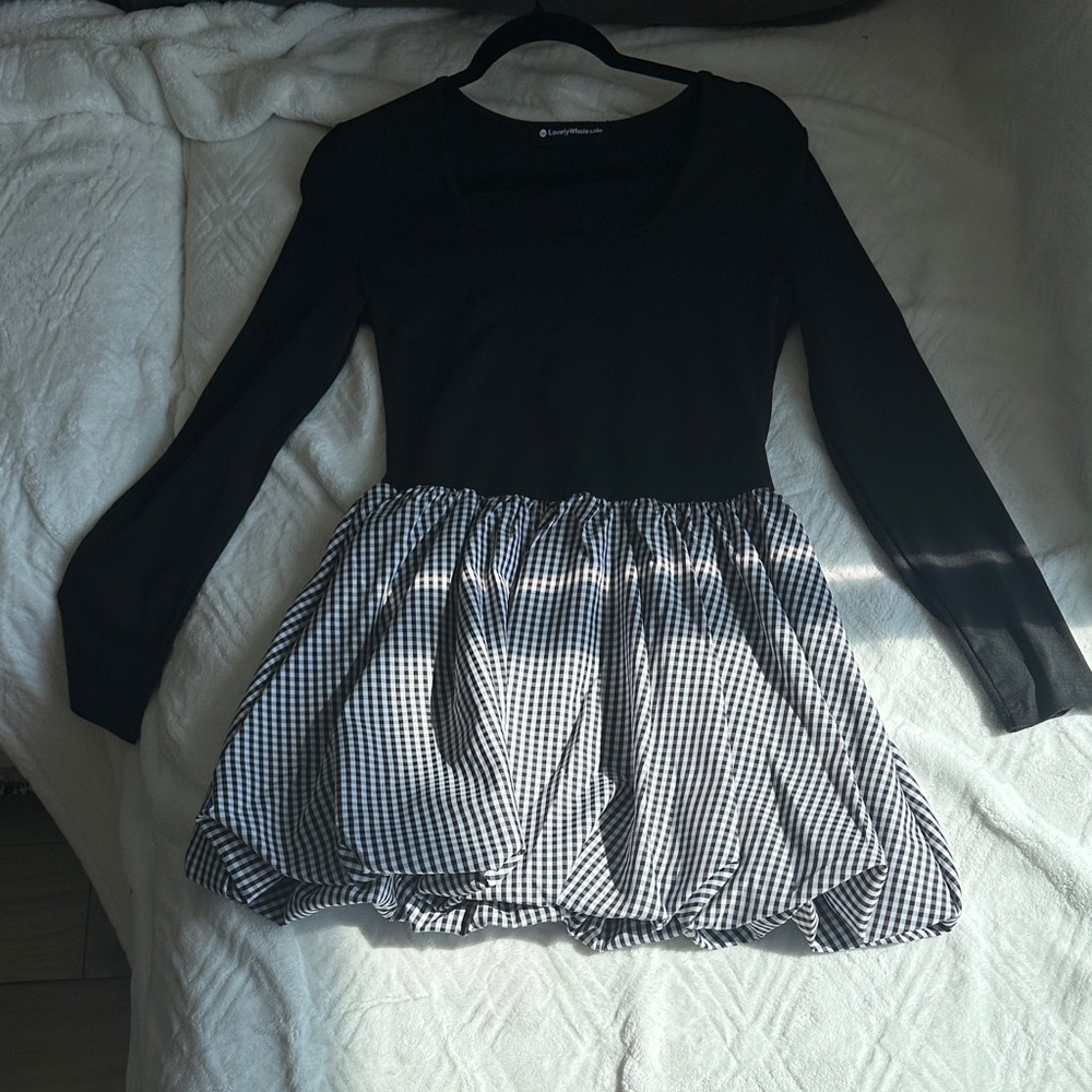 Black and White Gingham Mini Dress